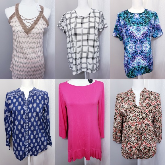 Lot‎ of 6 Career Style Blouses sz MEDIUM WHBM/Cupio/Liz Claiborne - Picture 9 of 10